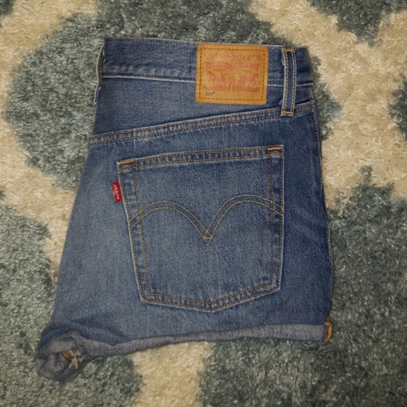 LEVI'S 501 HIGH WAISTED BUTTONFLY DENIM SHORTS - Picture 1 of 4